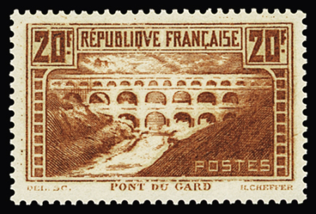 N°262b 20f Pont du Gard, Type IIB, chaudron clair,