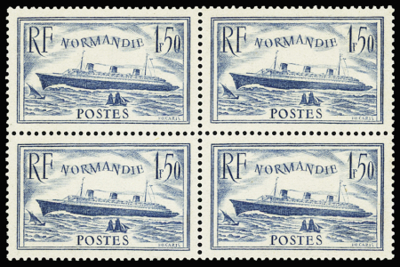 N°300 1f50 Normandie, bleu clair, en bloc de 4, neuf