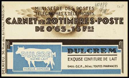 N°365-C8 Carnet de 20 timbres S23 daté 27.12.37,
