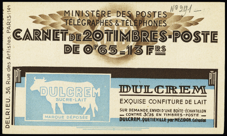 N°365-C11 Carnet de 20 timbres S19 daté 30.11.37,