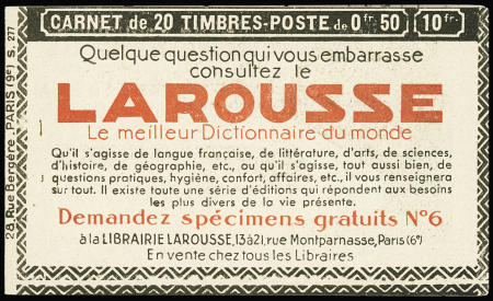 N°283-C18 Carnet de 20 timbres S277 Larousse daté,