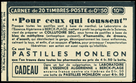 N°283-C9 Carnet de 20 timbres S264 Pastilles Monleon,