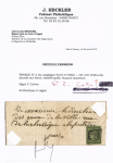 N°2 15c vert, marges régulières, pli d'archive, OBL grille seule sur lettre 1851, signé Calves. TB. Cote 1850€