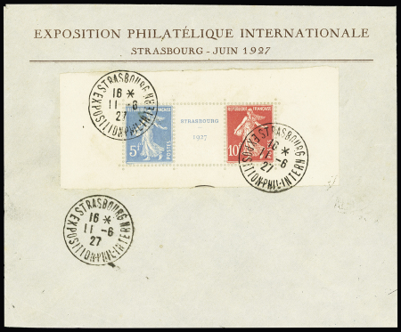 N°242A, paire avec intervalle OBL CAD "Strasbourg exposition phil. Intern" (11.6.27) sur enveloppe de l'expo. B/TB. Cote 900€