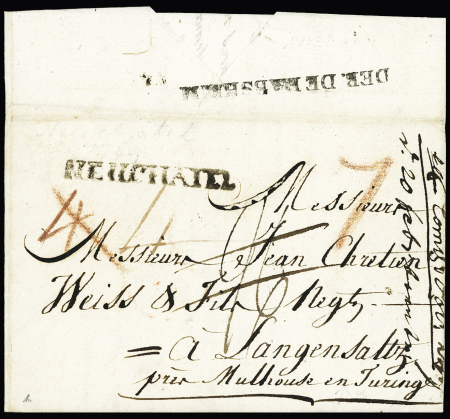 Rare MP "DEB. DE HABSHEIM" au verso d'une lettre de