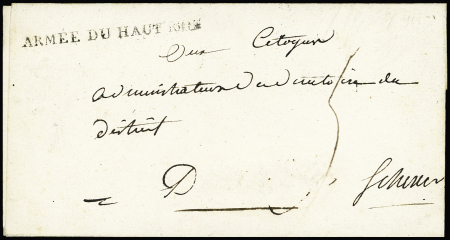 MP "ARMEE DU HAUT RHIN" sur lettre à en-tête du Général