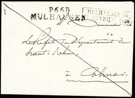 Rare MP "MULHAUSEN 66 / 15 FEVRIER 1828" + "66 MULHAUSEN"