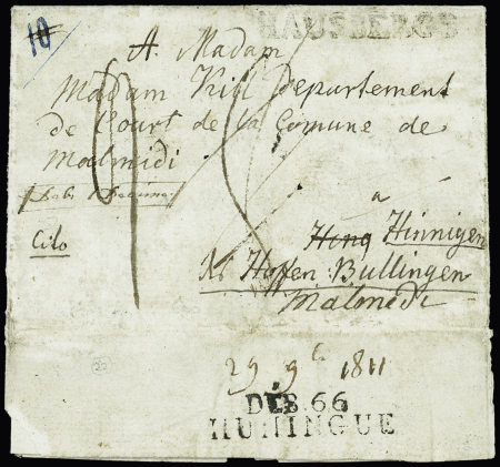 Rare MP "DEB.66 HUNINGUE" sur LAC 1811 d'Allemagne