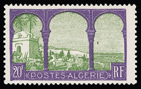 N°85a 20f violet et vert sur gris-lilas, variété