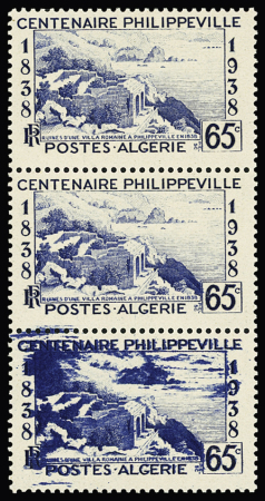 N°143 Philippeville 65c outremer, spectaculaire variété