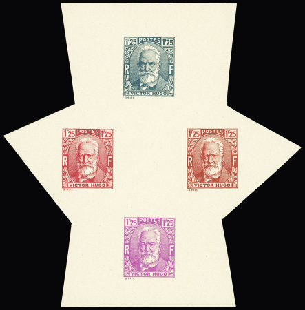 N°293 1f25 Victor Hugo, 4 couleurs différentes réunies