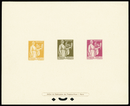 N°286+287+289 Type Paix, épreuve collective avec