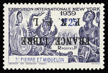 Exceptionnelle série de 19 timbres avec variété