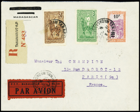 18/25.12.1931 Madagascar - France par Arrachart et Puillet (M18 Madagascar). Vol rare et TB