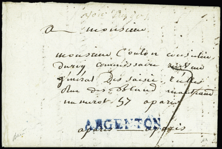 MP "Argenton" en bleu (L n°2) (1789), jolie pièce