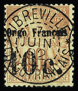 N°6 10c sur 40c rouge-orange, obl., TTB. Signé Miro