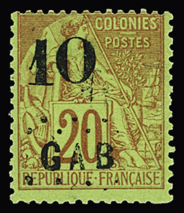 N°2 10 sur 20c brique sur vert, neuf *, TTB, R (tirage