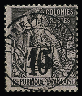 N°6 15 sur 10c noir sur lilas, obl., TTB, R (tirage