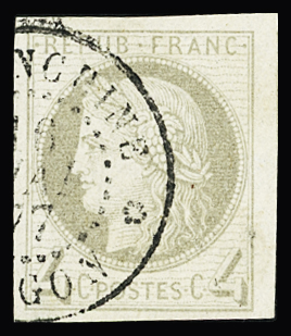N°16 4c gris obl. propre, TTB
