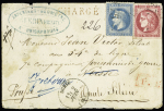 N°49+29B 80c Bordeaux +20c Lauré obl. GC sur lettre
