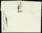 Petite Poste de Nantes : lettre de Bourgneuf pour Nantes (1794) avec timbre à sec B55 au recto et au verso. TB