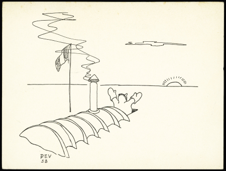 TAAF n°10 OBL "Terre Adélie TAAF" (10.1.1959) sur la plus rare des cartes postales PEV : explorateur sortant de son habitation pour saluer le soleil". RR et TB