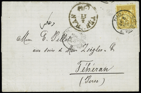 Perse N° 92 sur lettre de Paris 1881 pour la Perse avec