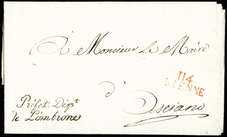 Italie (114 Ombrone). Lettre du Prefet Ange Gandol