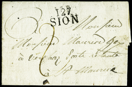 N°127 département du Simplon. Lettre avec MP noire