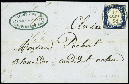 SALLANCHES càd sarde 19.09.1858 sur n° 12 de Sardaigne