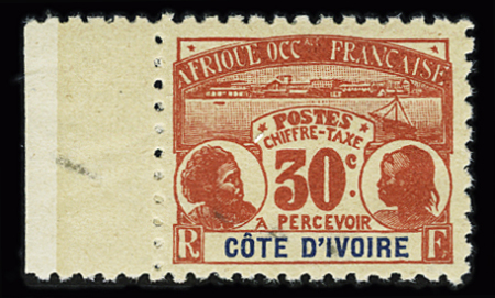 Taxe n° 5a (Maury) 30c rouge s. chamois, dentelé
