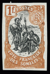 N° 64 1f rouge-orange, non dentelé, TB. Signé A.Brun