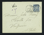 Env. entier postal 15c Sage OBL "Vienne Isère" (1898) pour Valparaiso (Chili) avec mention de taxe "T 0,25" et au verso grand CAD "Valparaiso réception". TB
