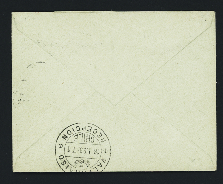 Env. entier postal 15c Sage OBL "Vienne Isère" (1898) pour Valparaiso (Chili) avec mention de taxe "T 0,25" et au verso grand CAD "Valparaiso réception". TB