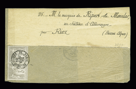 N°87 en paire OBL CAD "22 Paris 22 périodiques" (1884) sur bande, jolie pièce