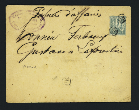 N°75 OBL "OR" frappé 2 fois et répété à côté sur papier d'affaires adressé à Laforestière. TB