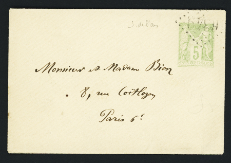 Enc. Entier postal 5c vert-jaune OBL GC 6349 (Jour de l'An). TB