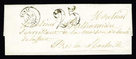 CAD T15 "Burie (16)" (1853) + taxe 25 double-trait, ind 10. TB