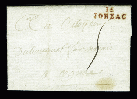 MP rouge "16 Jonzac" (25x8mm - An 2), ind 11. TB