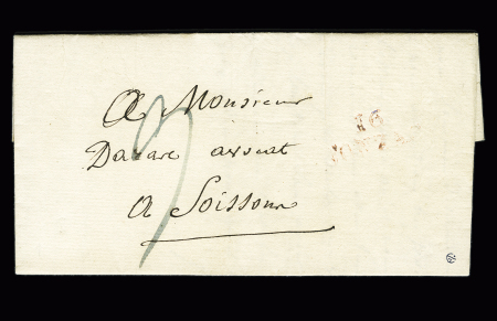 MP rouge (presqu'à sec) "16 Jonzac" (25x10mm - 1822), ind 11
