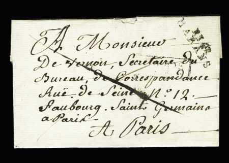 MP "P 36 P Marans" (type 6, 31x8mm - 1814) avec trait de plume de confirmation de port payé, ind 13, TB