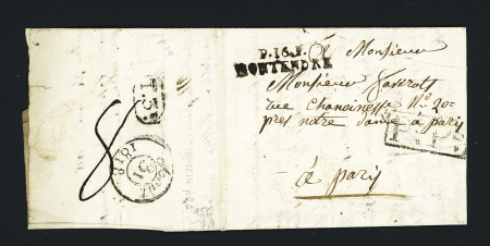 MP "P 16 P Montendre" (37x10mm) sur lettre pour Paris (1818), ind 17. TB