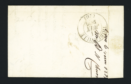 Lettre avec T11 "Pons (16)" (1836) + décime rural noir apposé par erreur et annulé + taxe 10 manuscrite ind 12. TB