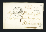 Lettre avec T11 "Pons (16)" (1836) + décime rural rouge + boite rurale "G" de Gémozac, ind 7+. TB