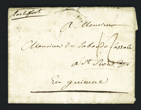 Marque manuscrite "Rochefort" (1759 - L n°2) + taxe 12 manuscrite, ind 18. TB