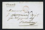 Lettre de Gorée Sénégal pour Bordeaux avec CAD d'entrée rouge "Colonies Fra Rochefort" (1855). Lettre transportée par le navire "Le Crocodile", ind 19. TB