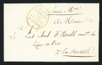 Lettre de La Rochelle (1818)avec cachet ovale rouge "Etat major Genl 12e division militaire", ind 16. TB