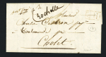 Marque manuscrite "Rochelle" exceptionnelle en 1837 (CAD à fleurons perdu ou en réparations) + "Port payé" manuscrit. Curiosité rare, ind 17. TB