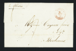 Lettre de Port-Louis (Ile Maurice) pour Bordeaux avec CAD rouge "Outre-Mer La Rochelle", mention manuscrite "Par La Cécilia", ind 13. TB