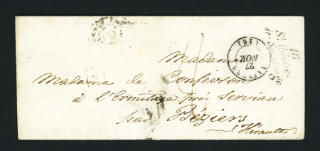 Saint Hilaire de Saintonge : lettre avec cursive "16 St Hilaire de Saintonge" + T15 Saintes (1847) + taxe 8 manuscrite, ind 15. TB